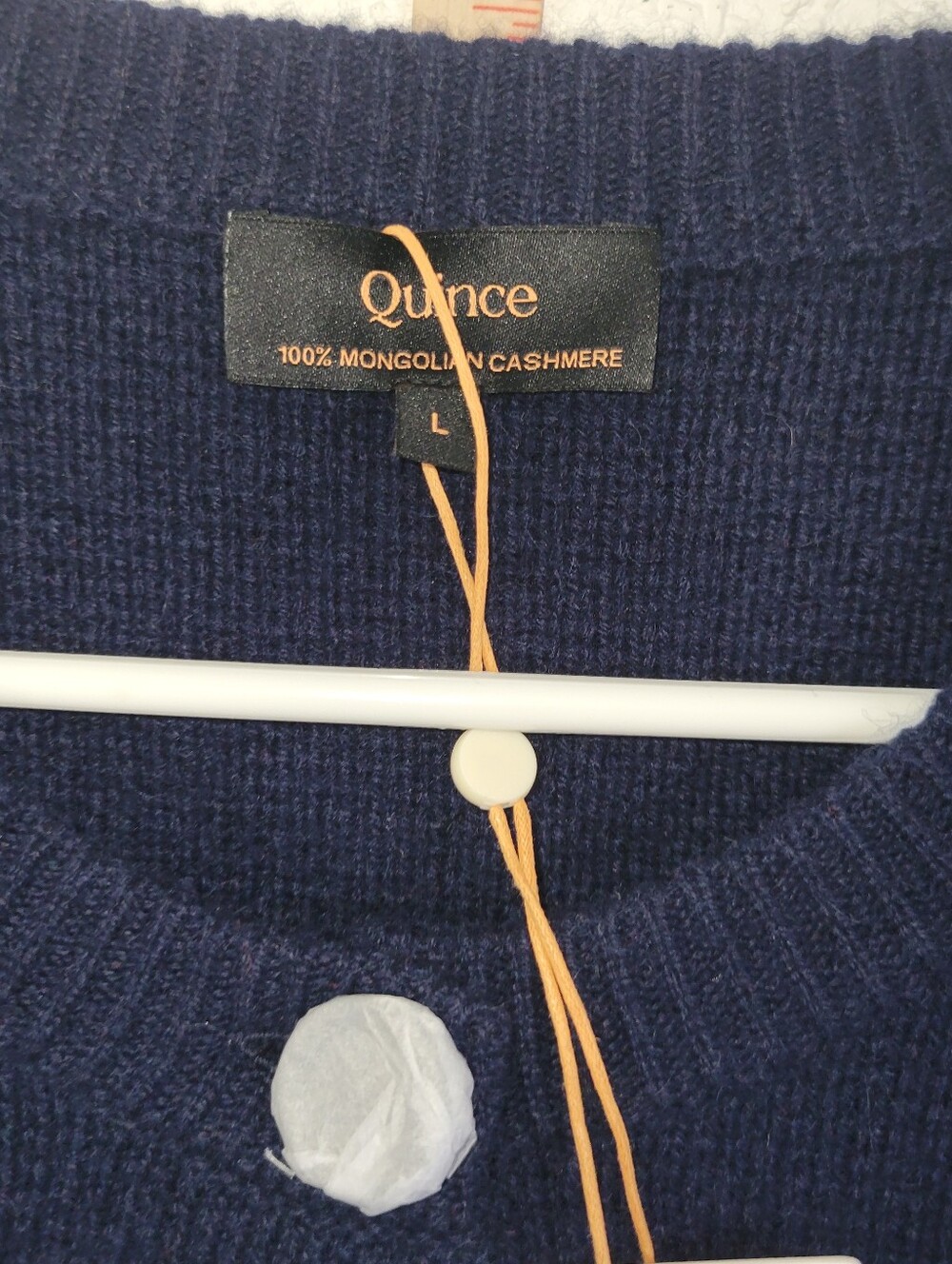Quince Women's Navy Button-Front Crewneck Cardigan 100% Cashmere - Picture 3 of 10
